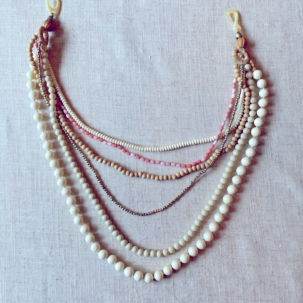 Banana Republic Multi-Beaded Pink/Gold/Natural/Cream Necklace